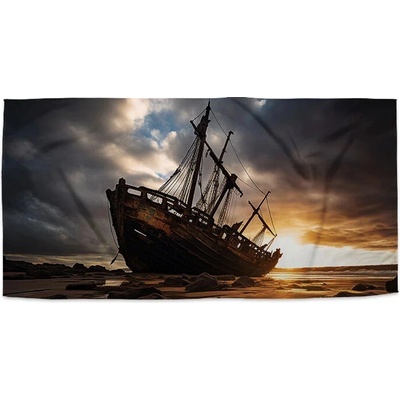Sablio Uterák Vrak lodi při západu slunce 30 x 50 cm