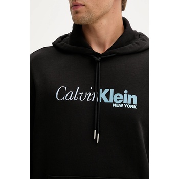 Calvin Klein Памучен суичър Calvin Klein мъжки в черно с качулка с принт LV04LD241G (LV04LD241G)