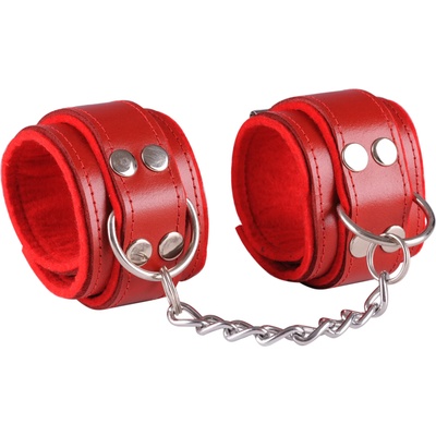 Dominate Me Leather Handcuffs D13 Red-Red