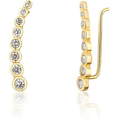 JwL Luxury Pearls pozlátené pozdĺžne náušnice s trblietavými kryštálmi JL0743