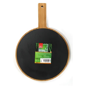 Image 1 of Horecano Бамбукова дъска кръг с дръжкa и слюда за презентация 38/26, 5-h1, 9cm(S018L) (0116157)