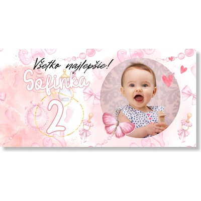Personal Narodeninový banner s fotkou - Light pink Rozmer banner: 130 x 65 cm