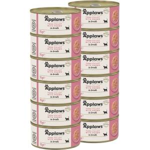 Applaws Консерва за котки с риба тон и скариди в бульон 12 x 70 г