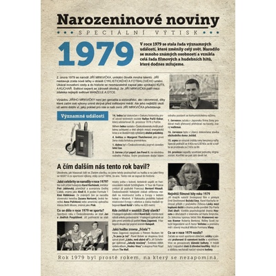 Narozeninové noviny 1979 s vlastním textem a fotografií S fotografií a textem