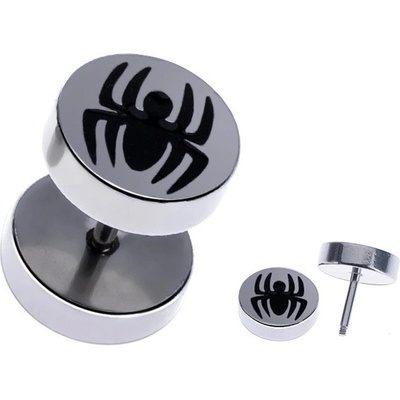 Šperky eshop kruhový ocelový fake plug do ucha černý pavouk PC35.15
