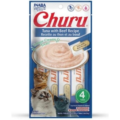 Inaba Churu Pyré cat Tuniak s hovädzou príchuťou 4 tuby 56 g