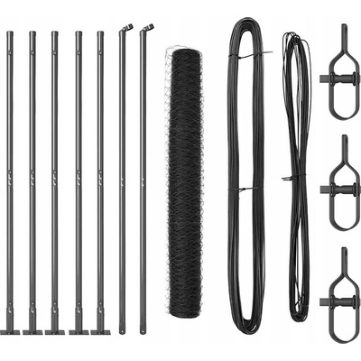 Oplocení s sloupky Šedý 0.8 x 10 m Ocel potažená PVC