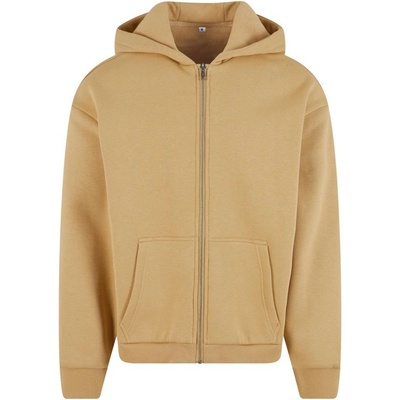 Build your Brand Hebká pánska mikina na zips Fluffy Béžová