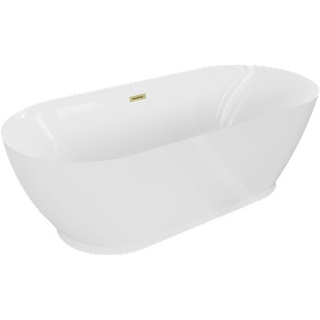 Mexen Roxy самостоятелно стояща вана 180 x 85 см, бяла, златна четка - 51201808500-55 (51201808500-55)