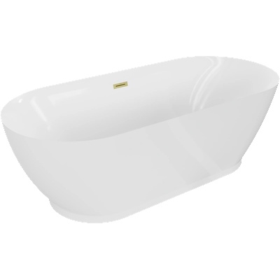 Mexen Roxy самостоятелно стояща вана 180 x 85 см, бяла, златна четка - 51201808500-55 (51201808500-55)