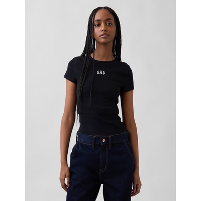 GAP Ребрести тениска с лого GAP GAP | Cheren | ЖЕНИ | XXS