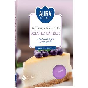 BISPOL Комплект ароматни чаени свещи Bispol Aura - Blueberry Cheesecake, 6 броя
