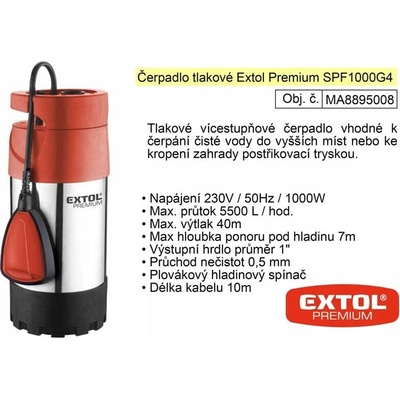 Extol 4-stupňové 1100W, 6000L / hod, max. 40m 8895008
