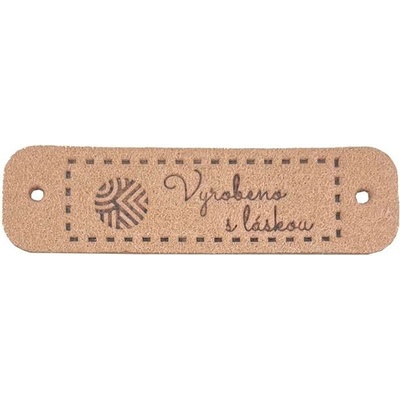 Pro Háčkování Handmade cedulka Vyrobeno s láskou 15 x 55 mm pudrová koženka