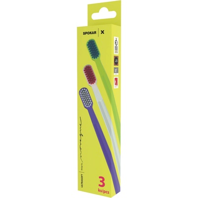 Spokar X Supersoft Fialová/bílá + Bílá/červená + Zelená/modrá 3 ks