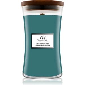 WoodWick Evergreen Cashmere ароматна свещ с дървен фитил 610 гр