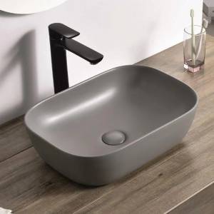 Inter Ceramic Мивка за баня ICB 887GRAY, монтаж върху мебел, порцелан, сив мат, 46x33x13.5см (887GRAY)