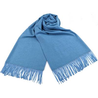 Šál typu pashmina so strapcami 8 modrá svetlá