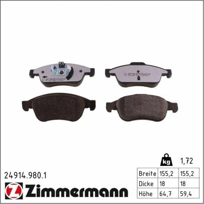 Sada brzdových destiček, kotoučová brzda ZIMMERMANN 24914.980.1 (249149801)