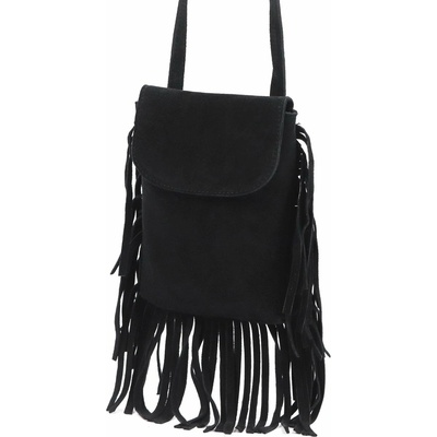 Luka dámska kožená malá crossbody kabelka čierna na telefón 25-048