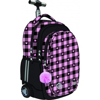 St. Majewski Ученическа раница с колелца St. Majewski - St. Right, Розови сърца (STR2131)