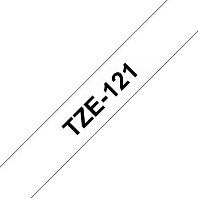 Brother TZ-121, průsvitná / černá 1 ks (9mm, lamin.) TZe121