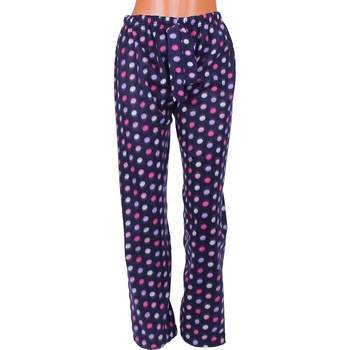 Image 1 of Дамски поларен панталон-пижама в тъмносиньо с точки