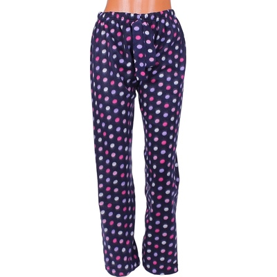 Дамски поларен панталон-пижама в тъмносиньо с точки