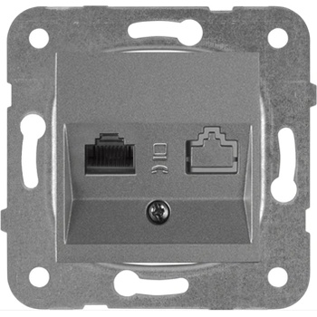 Image 1 of Panasonic КАРЕ ПЛЮС РОЗЕТКА ДВОЕН ТЕЛЕФОН МЕХ+КАПАК Т. СИВА (wktt04032dg-eu2)