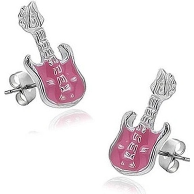 Šperky eshop ze stříbra kytara s růžovou lesklou glazurou R15.9