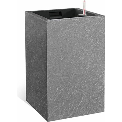 PLASTKON Květináč Cubico Stone 27 x 27 x 42 cm kamenná šedá s rostlinnou vložkou