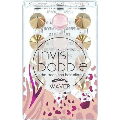 Invisibobble Urban Safari Waver Wildlife Nightlife Gold rivets and pink beads