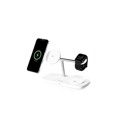 Ttec Безжично Wireless зарядно ttec AirCharger Trio Pro Qi2/MagSafe 15W 3in1 iPhone + Apple Watch + AirPods Wireless Fast Charging Stand - Бяло