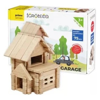 IGROTECO Дървен строителен комплект - Къща с гараж, 75 части