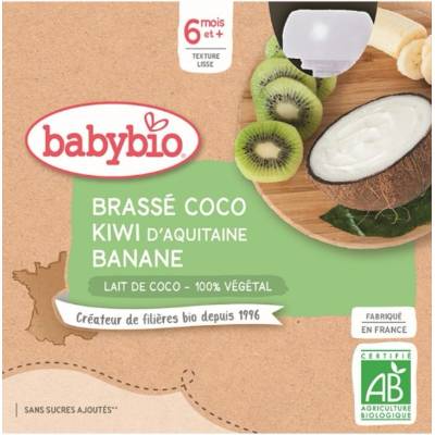 Babybio Brassé Kapsička z kokosového mléka kiwi banán 4 x 85 g