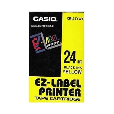 CASIO originální páska do tiskárny štítků, CASIO XR-24YW1, černý tisk/žlutý podklad, nela (XR-24YW1)