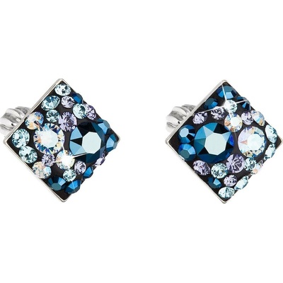 Pavona Stříbrné náušnice pecka s krystaly Swarovski modrý kosočtverec 31169.3 blue style