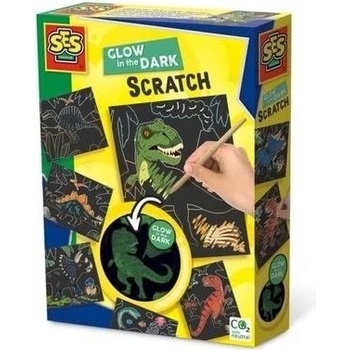 SES Vyškrabávací obrázky dinosauři svítící ve tmě
