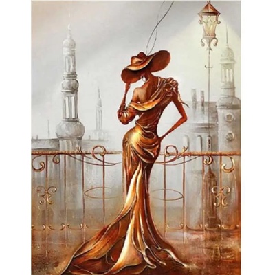 Norimpex - Puzzle Diamant painting: Lady at the railing 30x40cm - 1 - 39 piese