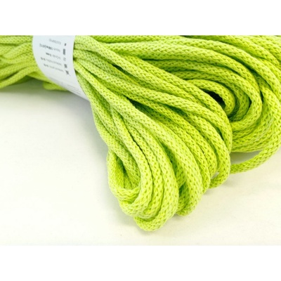 YarnMellow Bavlněná šňůra Berry 5mm Limetková (Bavlněná háčkovací šňůra 100 m YarnMellow Berry 5mm Limetková vhodná pro macramé, pletení a háčkování. Pletená, bavlněná šňůra vhodná na výrobu kabelek,