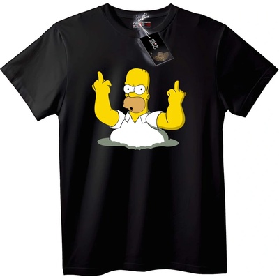NOONEBRAND Тениска Homer Simpson със среден пръст - L, White
