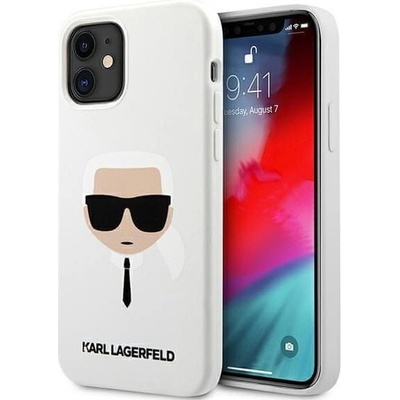 Pouzdro Karl Lagerfeld iPhone 12 Mini white silicone Karl`s head