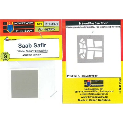 Kovozávody Prostějov SAAB Safir maska pro kabinu 1:72