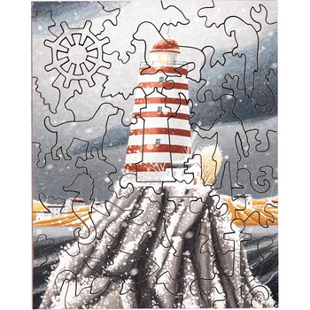 Image 1 of PIECEZZ Дървен пъзел Piecezz, 40 pieces - Морски фар (P1316)