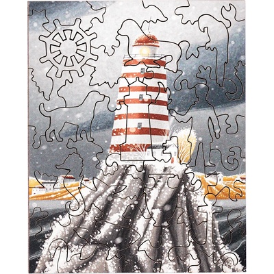PIECEZZ Дървен пъзел Piecezz, 40 pieces - Морски фар (P1316)