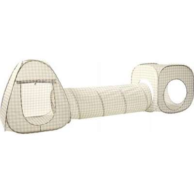 3 Sprouts Skládací stan 3v1 pro děti s tunelem Gingham Beige