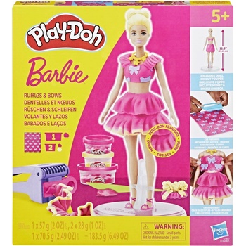 Hasbro Play-Doh Plastelína Bábika Barbie Fashionista Falbanki Kokardky G1361