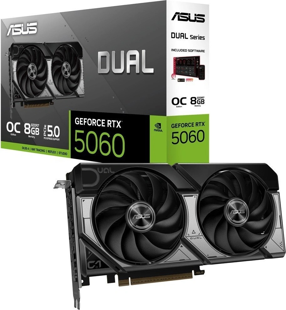 Tohle je absolutní vítěz srovnávacího testu - produkt Asus Dual GeForce RTX 5060 OC Edition 8GB GDDR7 90YV0N12-M0NA00