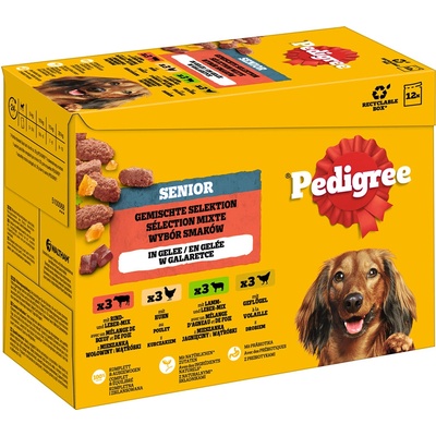 Pedigree Senior zmiešaný výber v želé 4 druhy 12 x 100 g