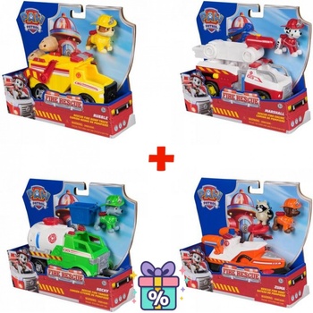 Изгоден комплект: Пес патрул Fire Rescue превозно средство Ръбъл + Маршал + Роки + Зума (AS_6072662_6072660_6072642_6072684)